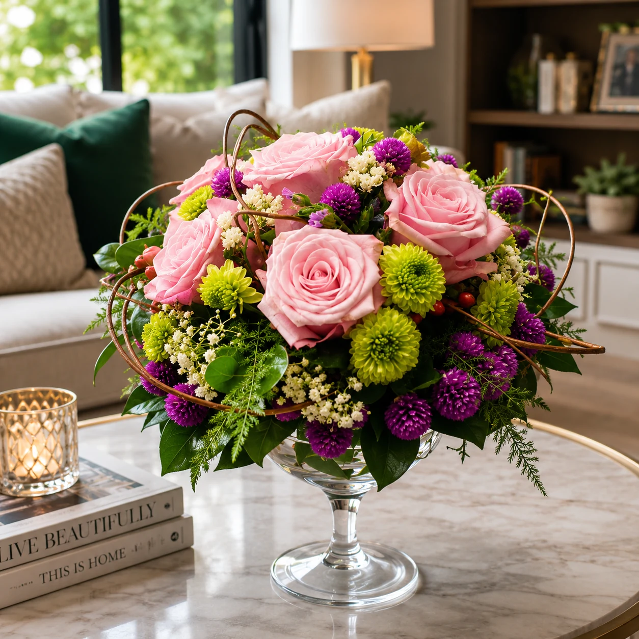 Glass Vase Rose Arrangement