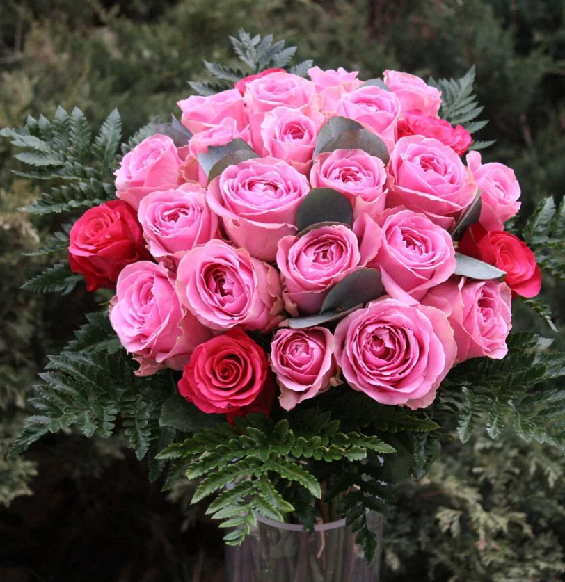 Round Pink Rose Bouquet