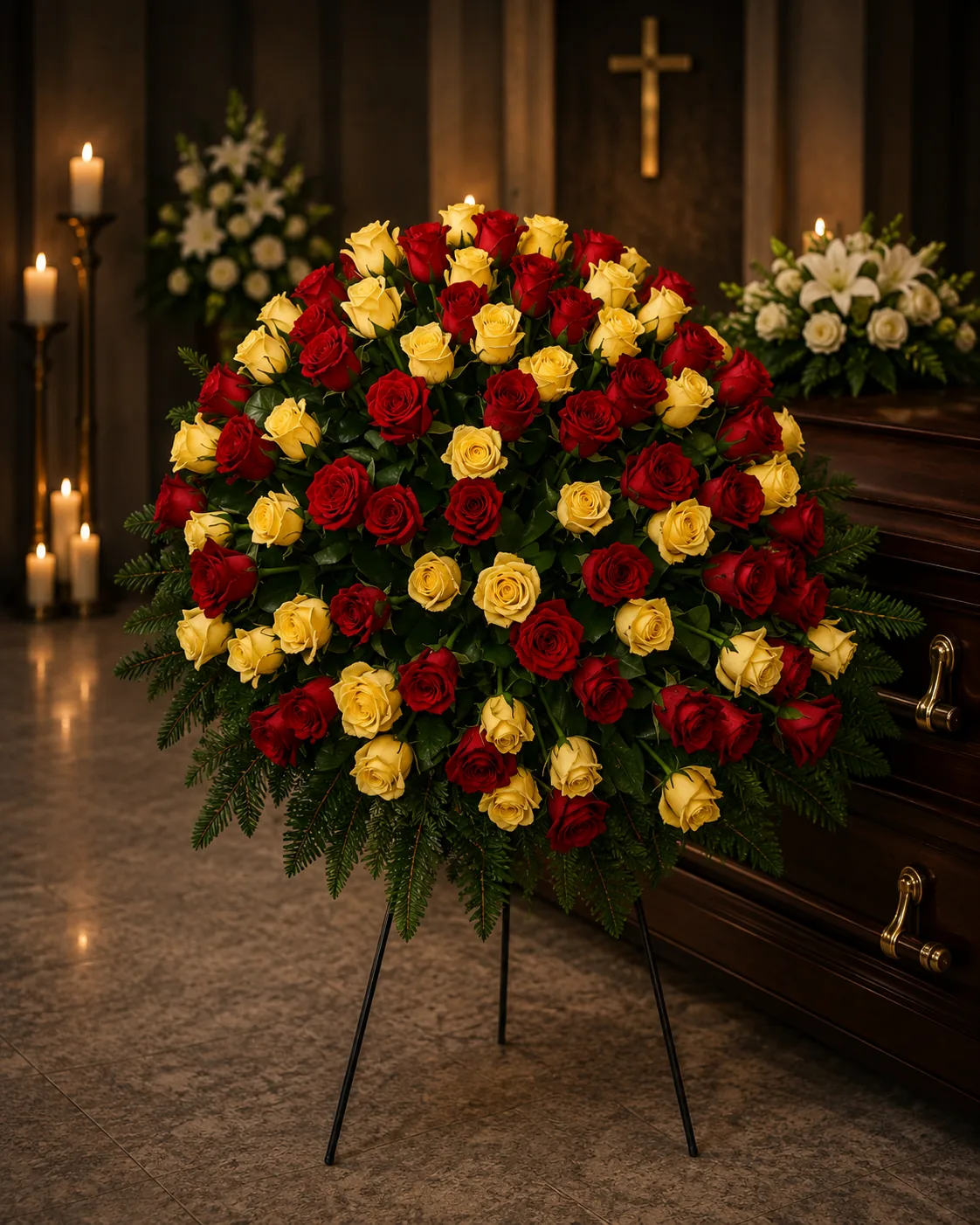 Red & Yellow Rose Wreath