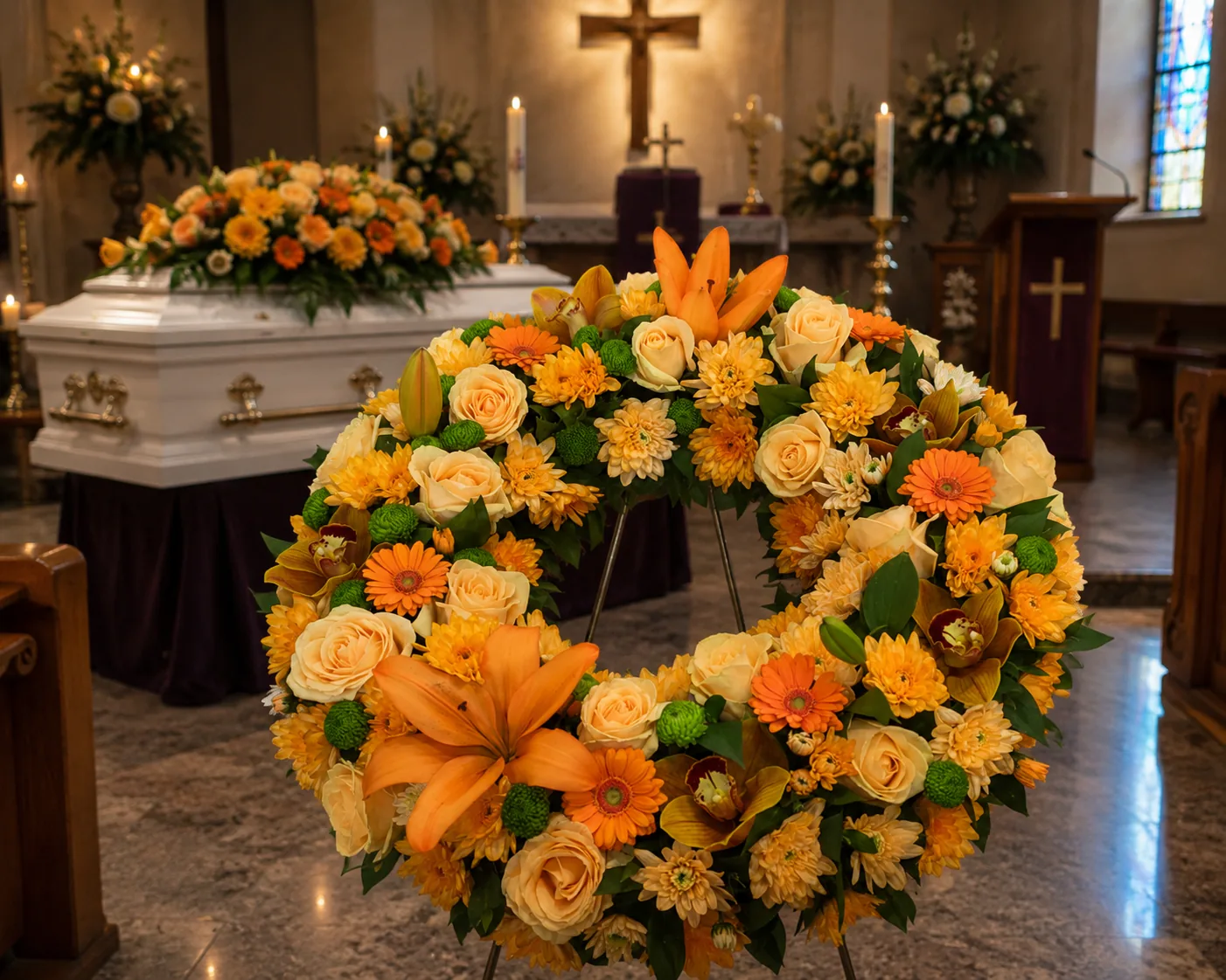 Orange Lily Wreath