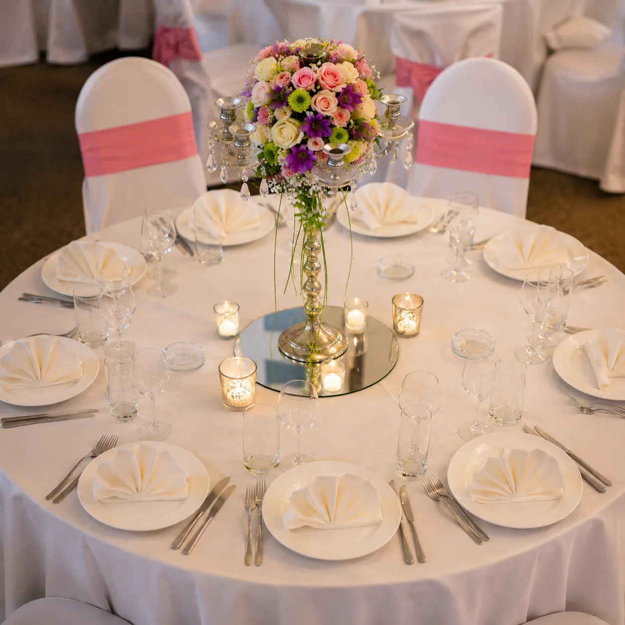 Candelabra Pastel Guest Table Centrepiece
